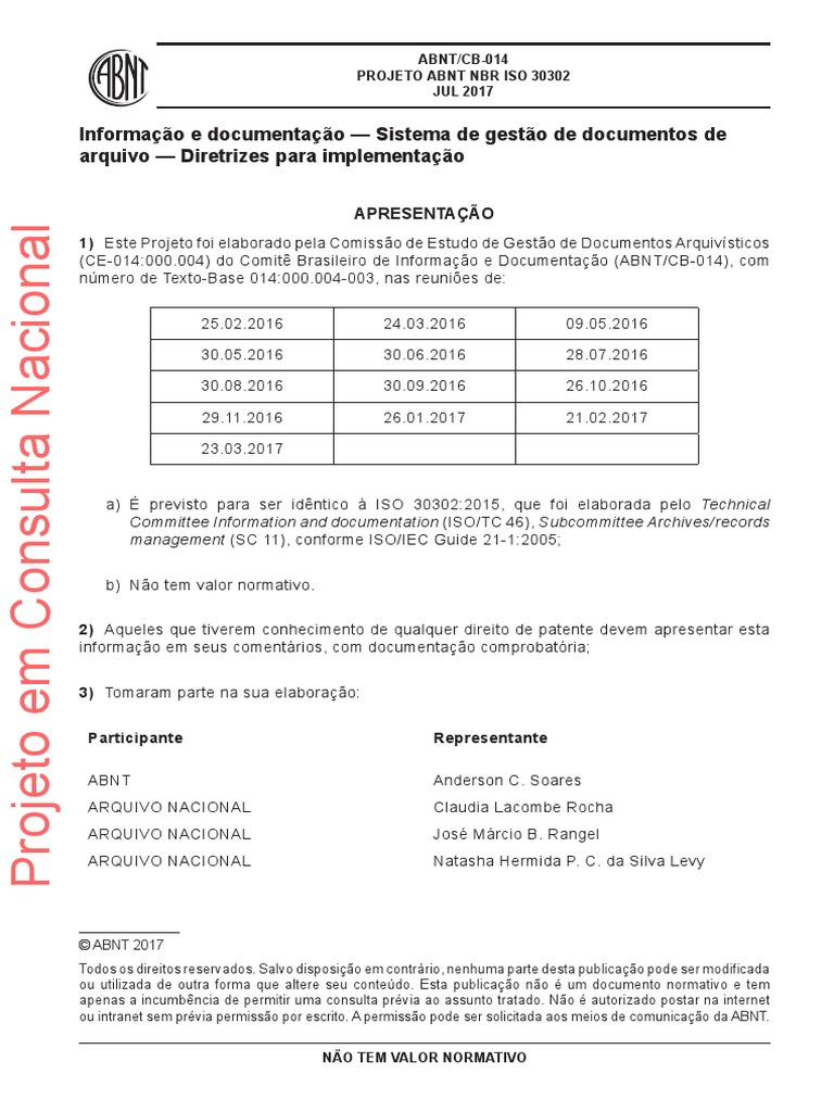 NBR ISO 30302 - Informação e Documentação - Sistema de Gestão de ...