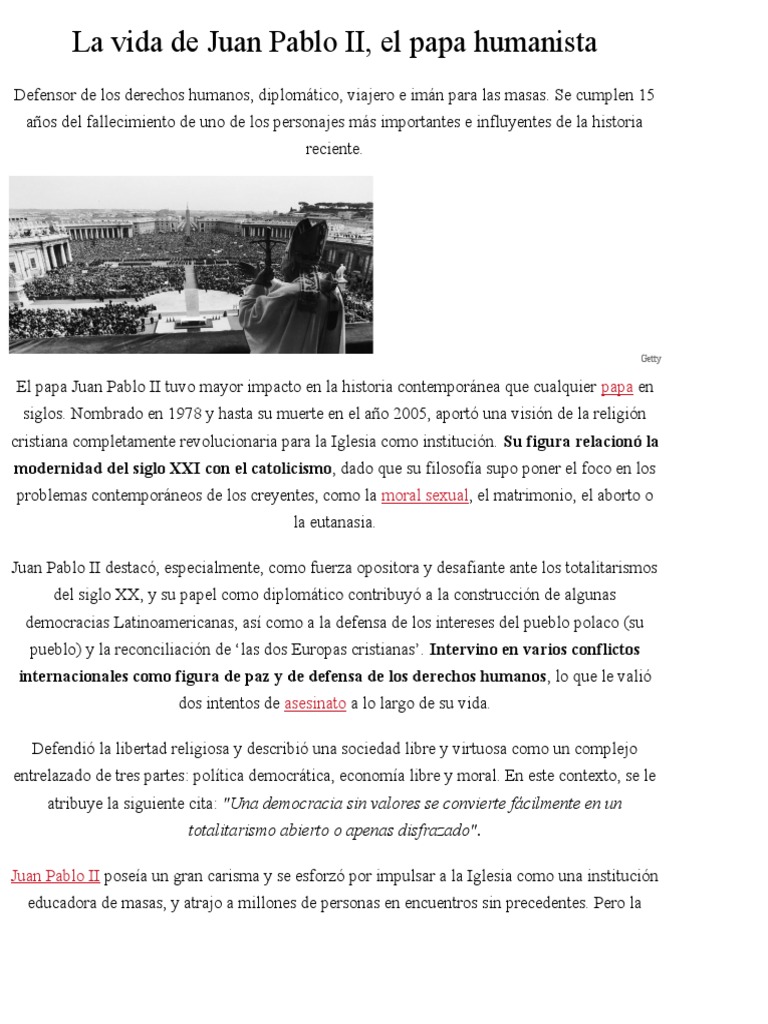 Vida y legado de Juan Pablo II | PDF | Papa juan pablo ii | Iglesia ...