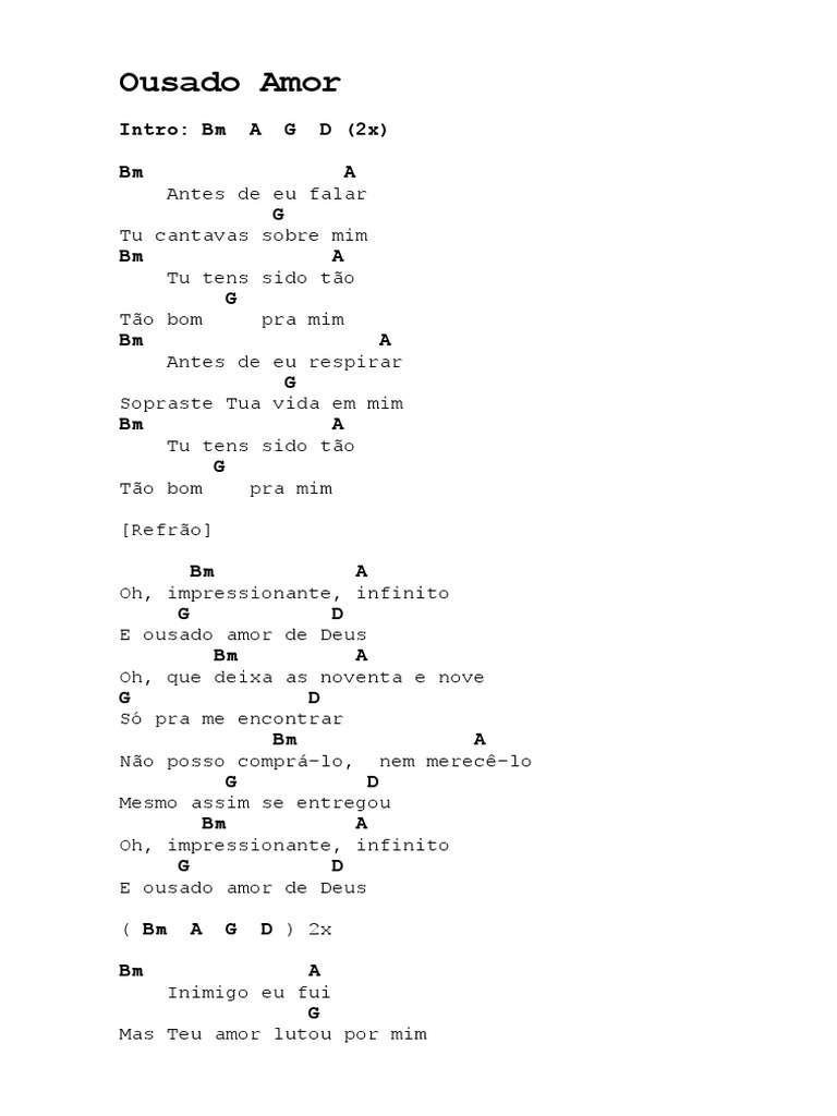 Ousado Amor Cifra PDF Amor