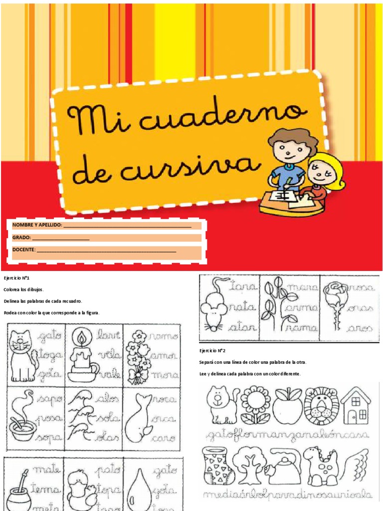 Ejercicios de Caligrafía Cursiva para Niños | PDF