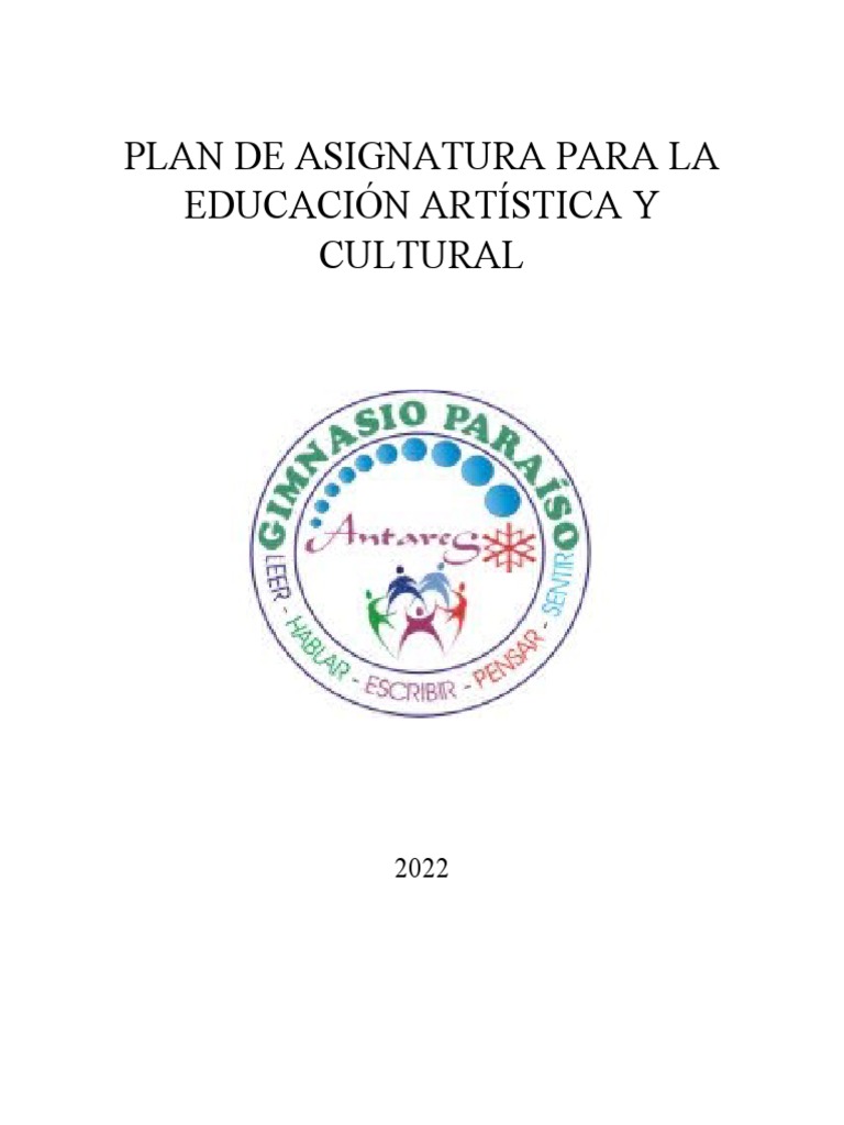 Plan de Educación Artística 2022 | PDF | Educación en artes visuales ...