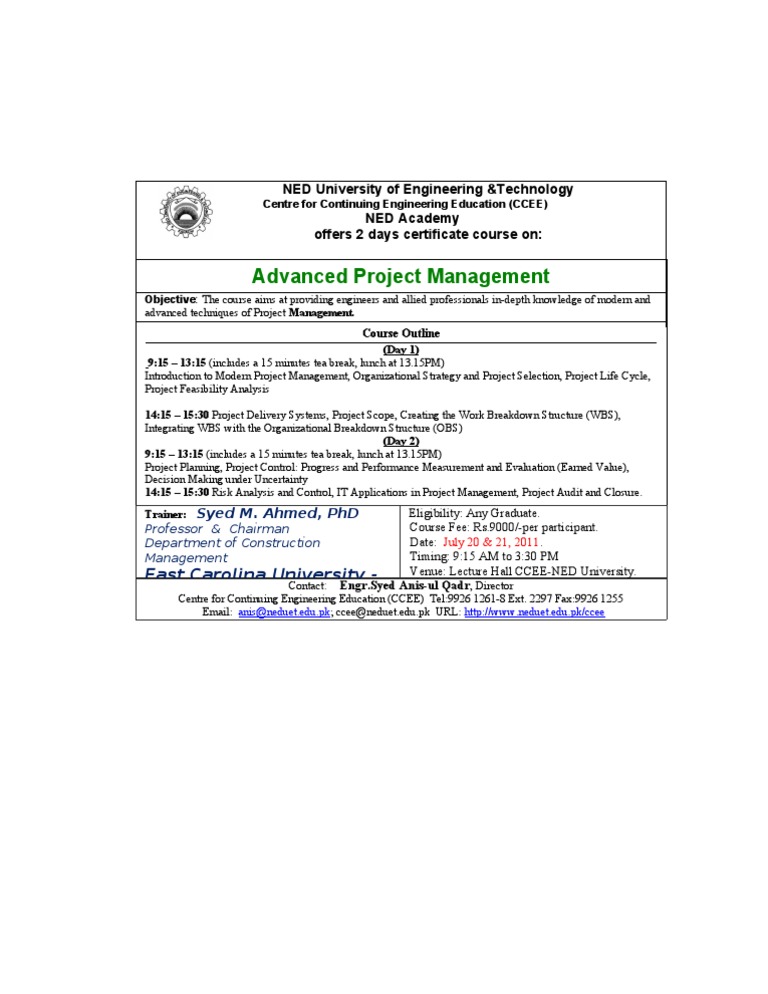 Advanced Project Management Course | PDF | Project Management | Cognition