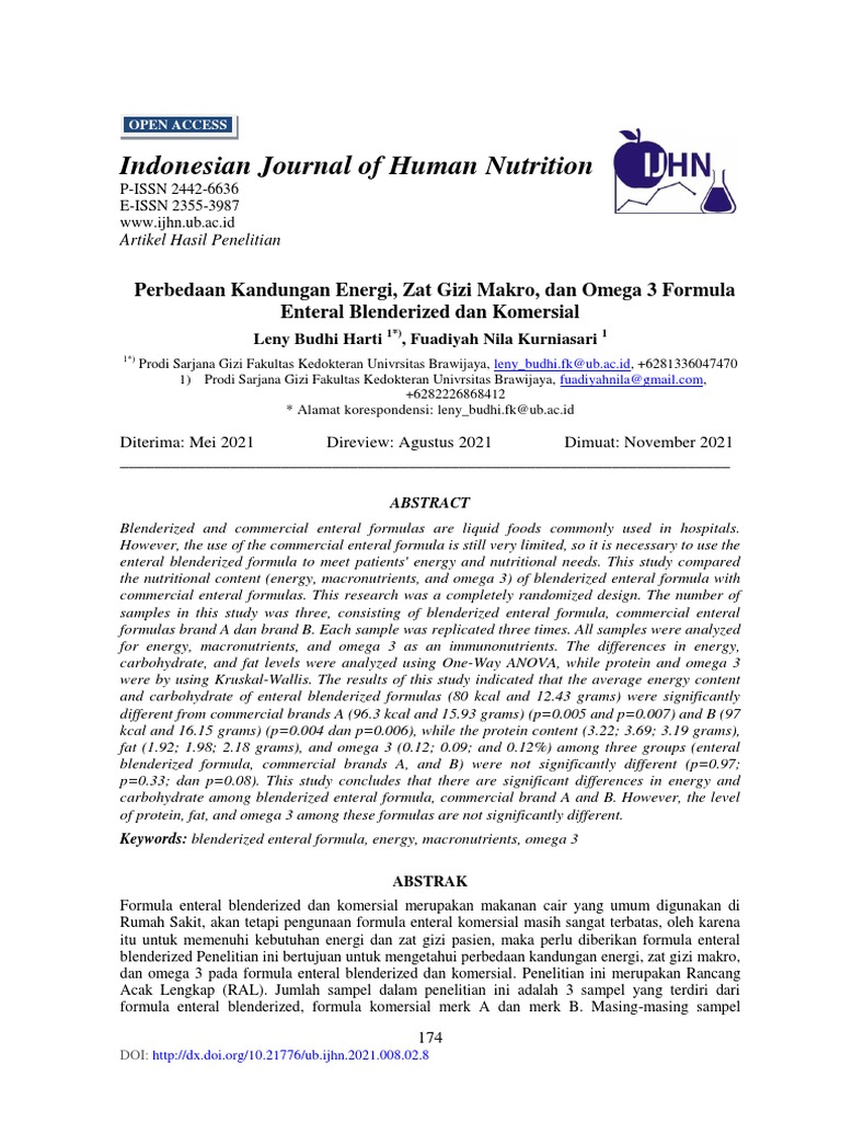 Indonesian Journal of Human Nutrition | PDF | Determinants Of Health ...