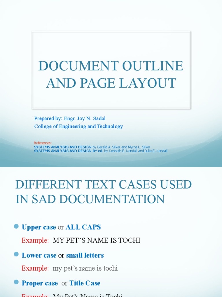 SAD - Lecture 03 - DOCUMENT OUTLINE AND PAGE FORMATTING | PDF ...