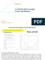 E7 - Lecture Series: Lecture 4 MATLAB Live Script, Arrays and Matrices