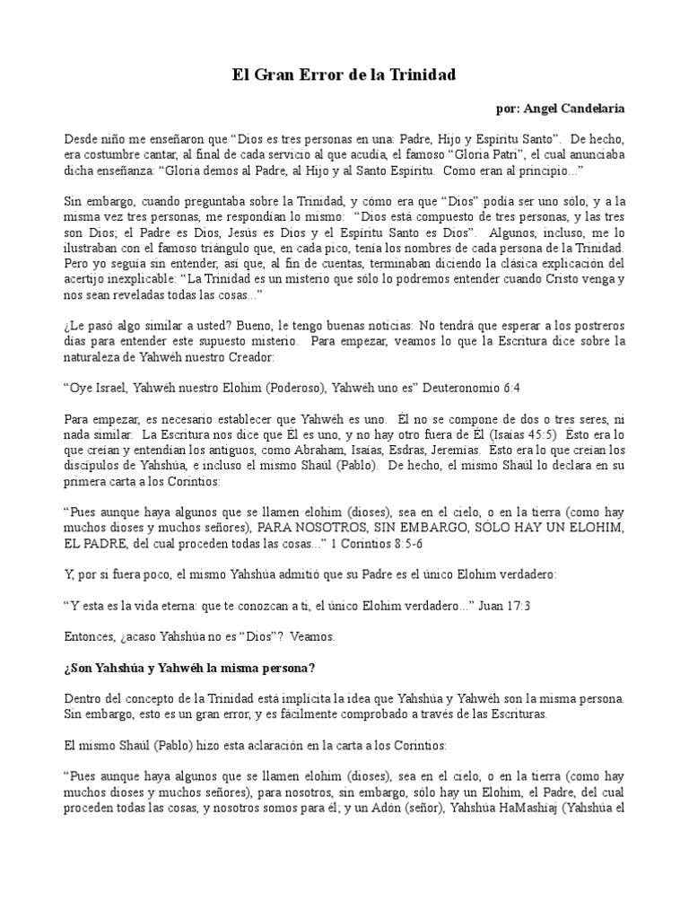 El Error de la Trinidad en la Escritura | PDF
