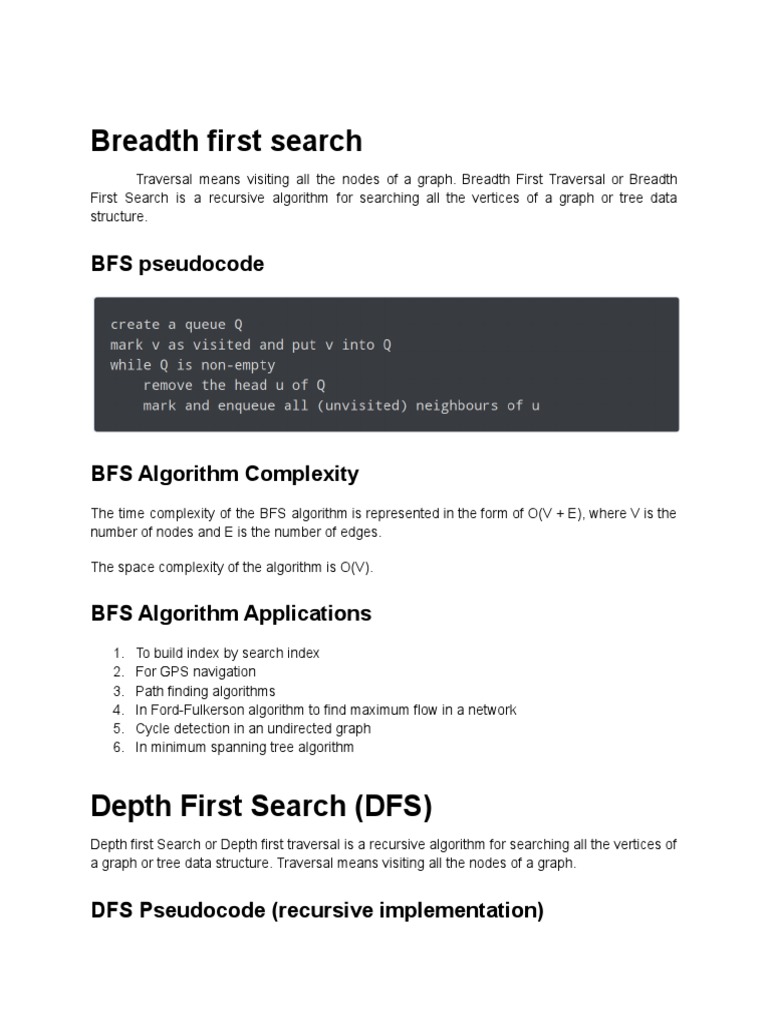 Breadth First Search: BFS Pseudocode | PDF | Computer Programming ...