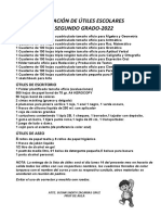 Lista de Útiles Escolares Segundo Grado