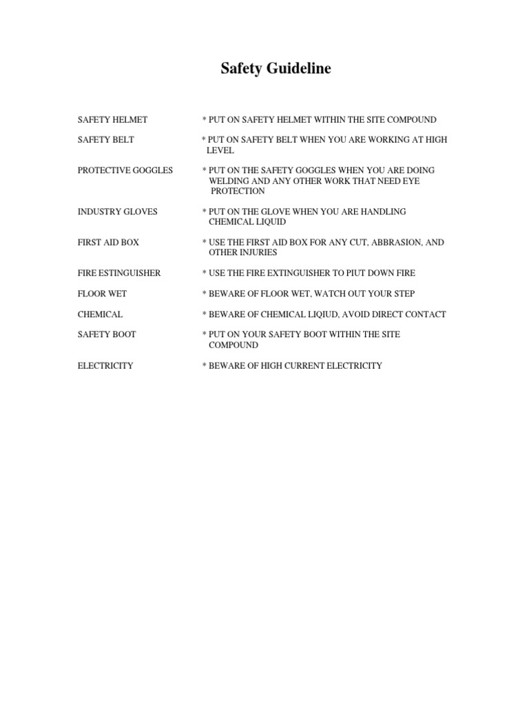 Safety Guideline | PDF