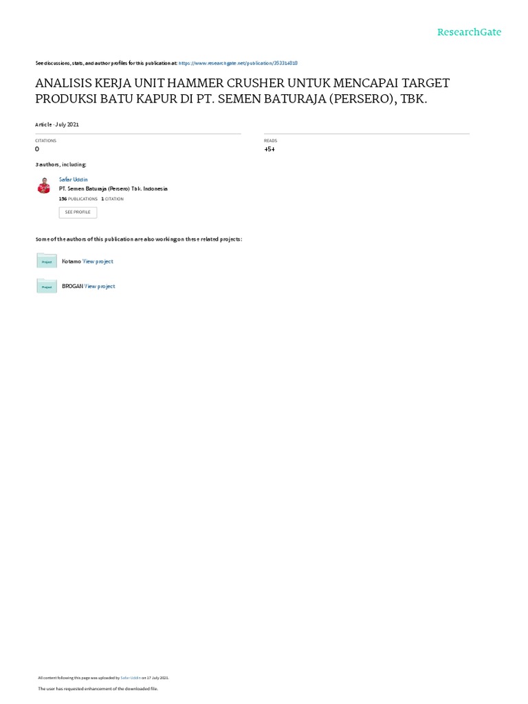 Hammer Crusher PDF Mining Manufactured Goods