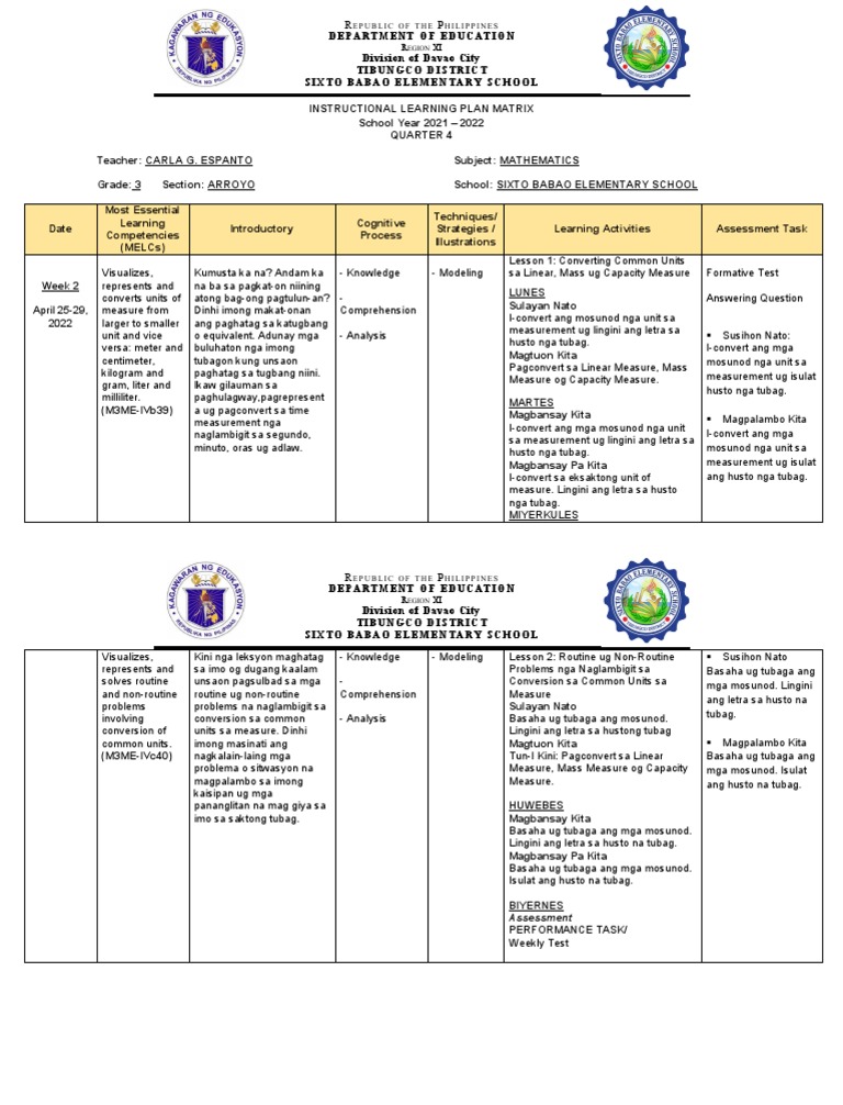 Ilp-Math 3 Q4 Week 2 | PDF