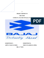 A Project Report On The Topic Company Analysis of Bajaj Auto