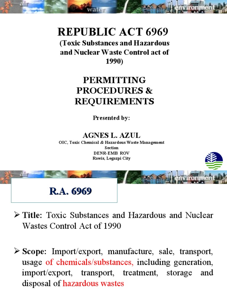 R.A. 6969: Toxic Waste Management Guide | PDF | Hazardous Waste | Waste ...