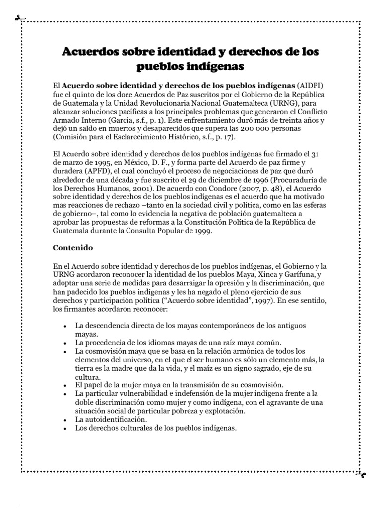 Acuerdo Sobre Identidad y Derechos de Los Pueblos Indígenas | PDF ...