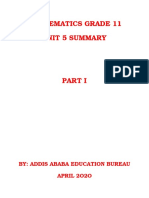 Mathematics Grade 11 Unit 5 Summary: By: Addis Ababa Education Bureau April 2O2O