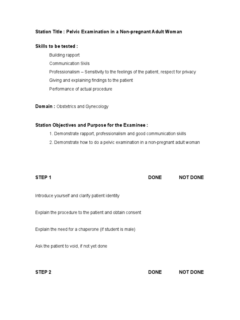 Pelvic Exam PDF Pelvis Medicine