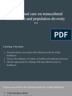 Professional Care On Transcultural Sensitivities and Population Diversity