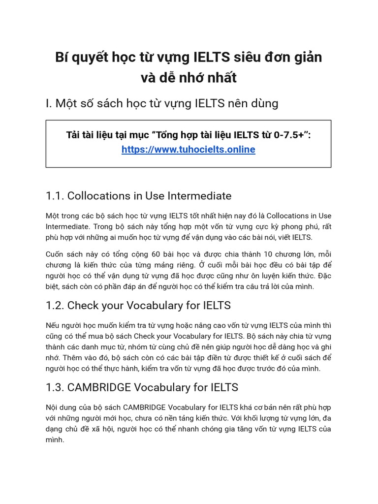 Tips học từ vựng IELTS | PDF