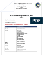 Kamustahang Rekoleto Schedule