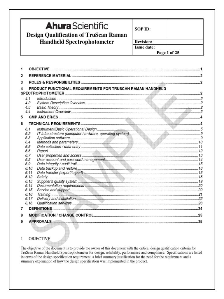Design Qualification for TruScan Raman Spectrophotometer | PDF ...
