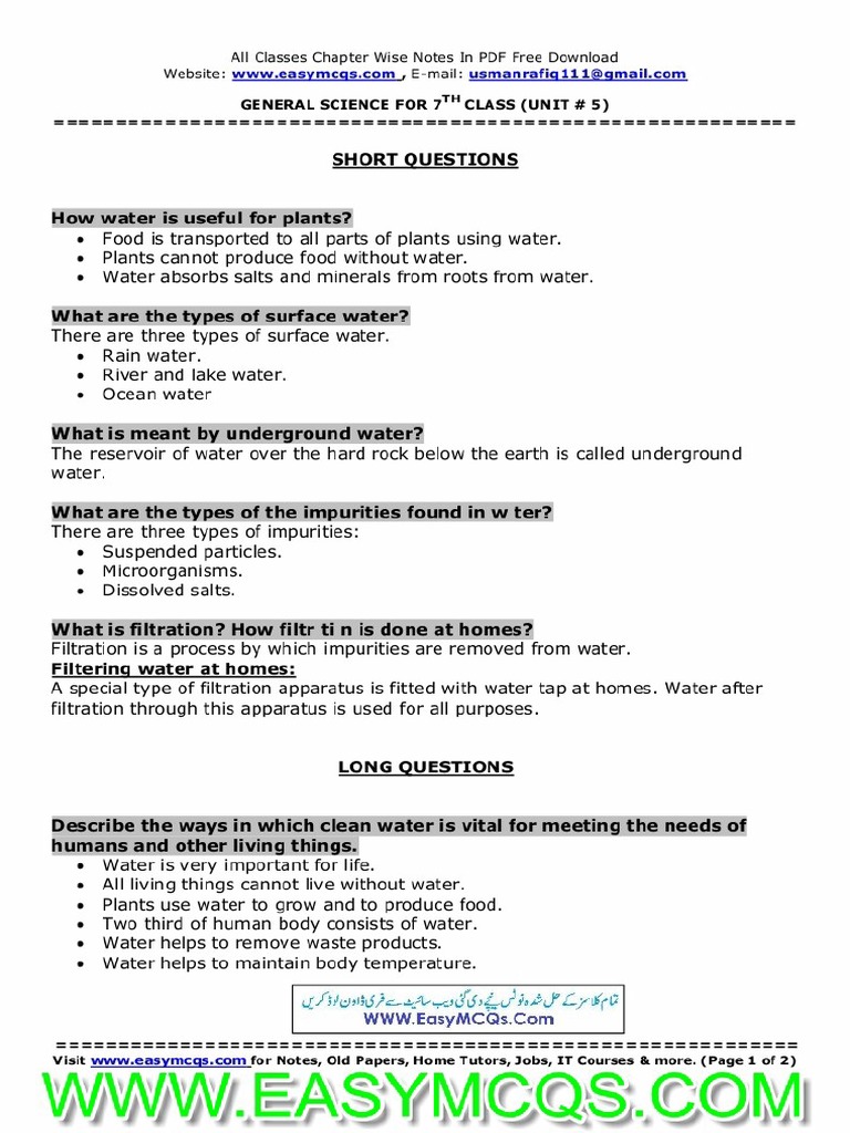 7th General Science Old Notes Unit 5 Pdf