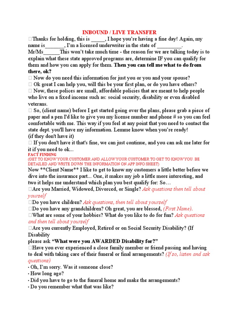 Final Expense Telesales Script | PDF | Heart Failure | Chronic ...