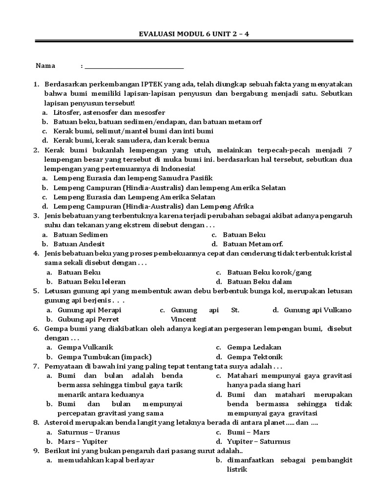 Evaluasi Modul 6 | PDF | Sains & Matematika | Dewasa Muda