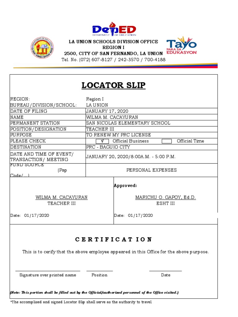 Locator Slip PDF