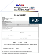 Locator Slip: La Union Schools Division Office Region I 2500, City of San Fernando, La Union