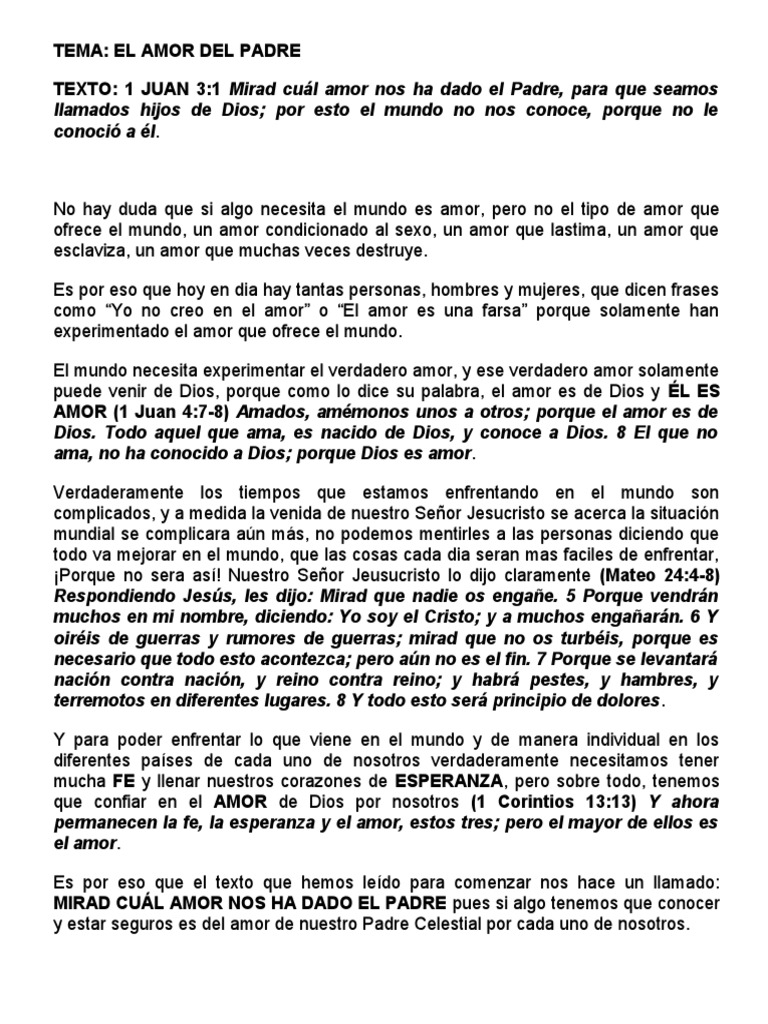 Tema El Amor de Dios | PDF | Amor | Pecado