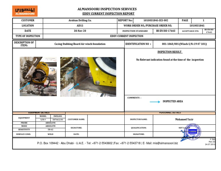 Eddy Current Inspection Report | PDF | Mechanical Engineering ...