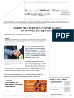 Pillsbury Company - General Mills India Unit, Pillsbury To Settle Dispute With Prataap Snacks - The Economic Times