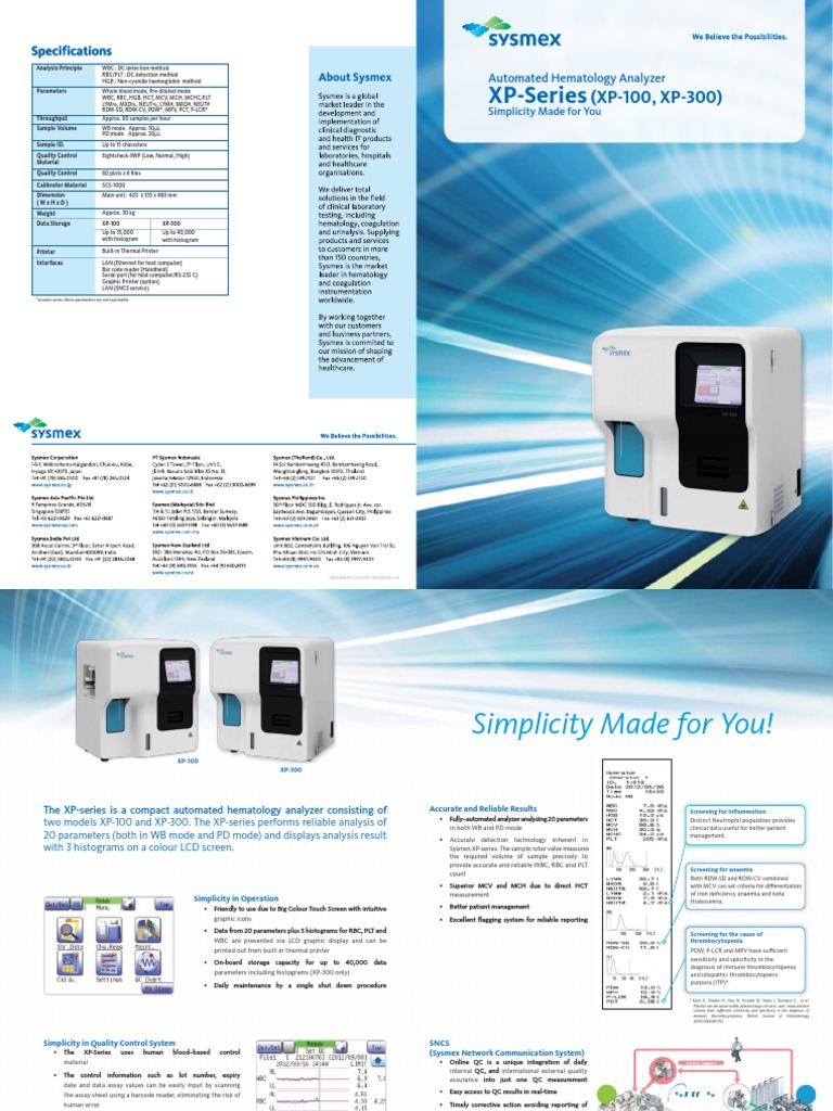 Sysmex XP-Series Hematology Analyzer Guide | PDF | Clinical Medicine ...