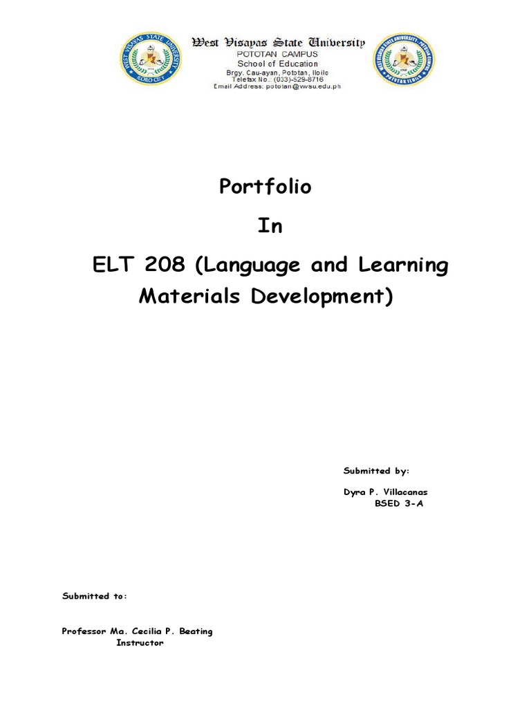 Portfolio in ELT 208 (Language and Learning Materials Development ...