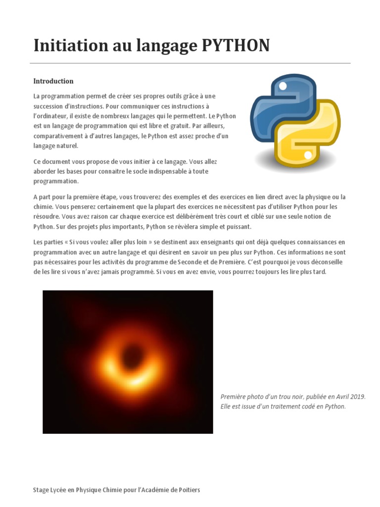 Python Pour La Physique Au Lycée | PDF | Python (Langage de ...
