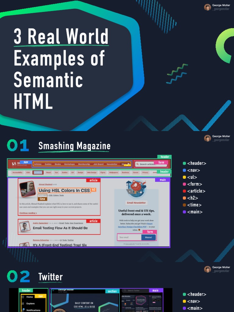 3 Real World Examples of Semantic HTML | PDF | Html | World Wide Web ...