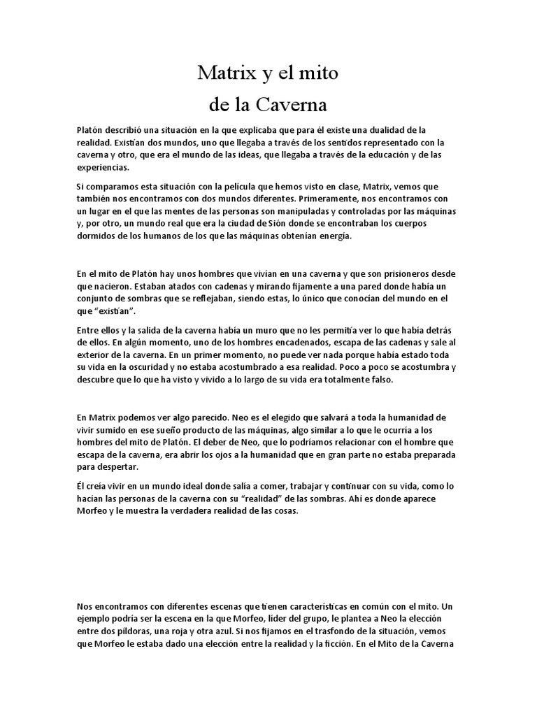 Matrix y La Cavernaa | PDF | Platón | Realidad
