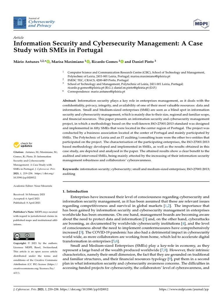 Information Security and Cybersecurity Management: A Case Study With ...