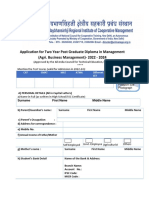 Application For Two Year Post Graduate Diploma in Management (Agri. Business Management) - 2022 - 2024