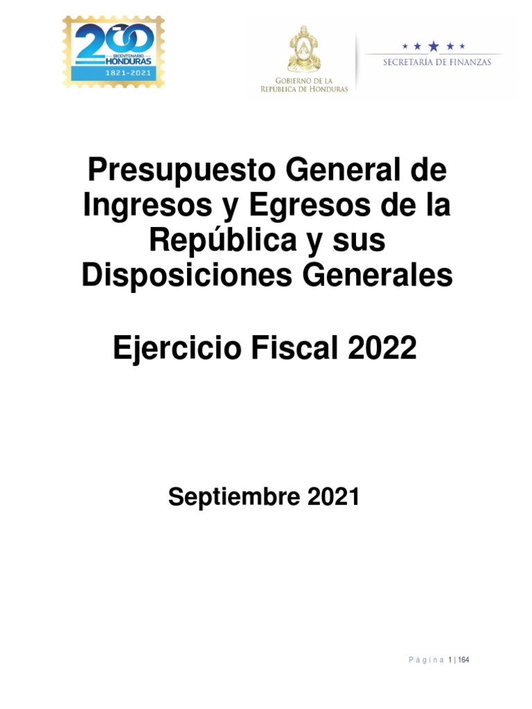 Presupuesto General de Ingresos y Egresos de la República para el