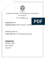 Experiment No: 01 Experiment Name: Study & Analysis of AM Receiver