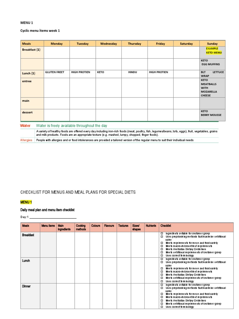 Cyclic Menu Sec A and C PDF Foods Meal