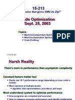 Code Optimization Sept. 25, 2003: "The Course That Gives CMU Its Zip!"