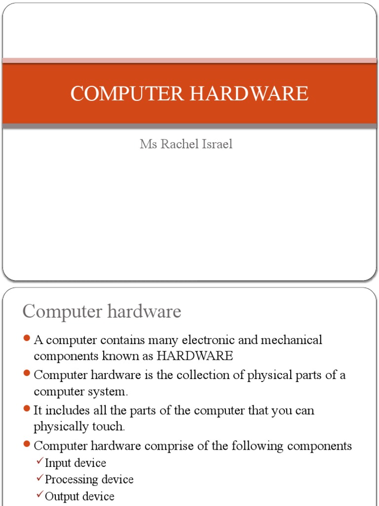 Computer Hardware: Ms Rachel Israel | PDF | Computer Data Storage ...