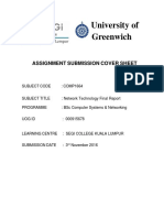 University of Greenwich: Assignment Submission Cover Sheet