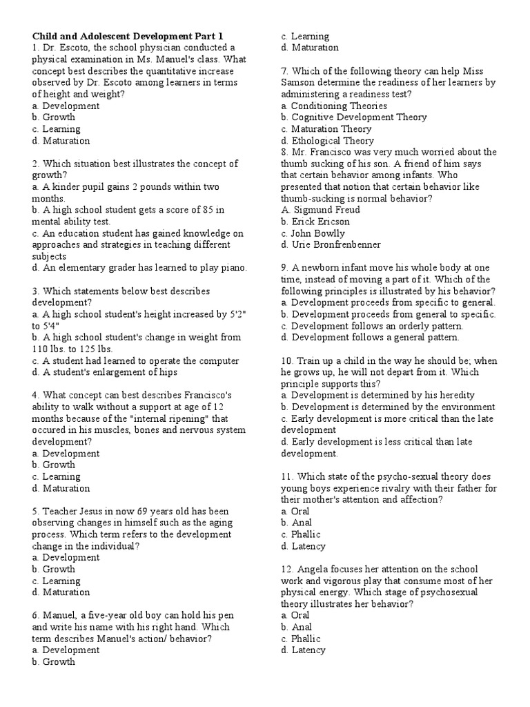 Growth and Development in Children | PDF | Child Development | Thought