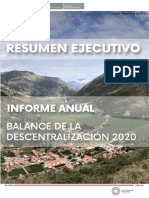 LECTURA de LA PROFE Resumen Ejecutivo Balance de La Descentralización 2020