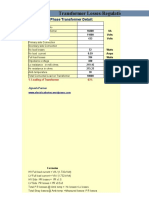 Transformer Losses-Regulation-Efficiency Calcualation::Three Phase Transformer Detail