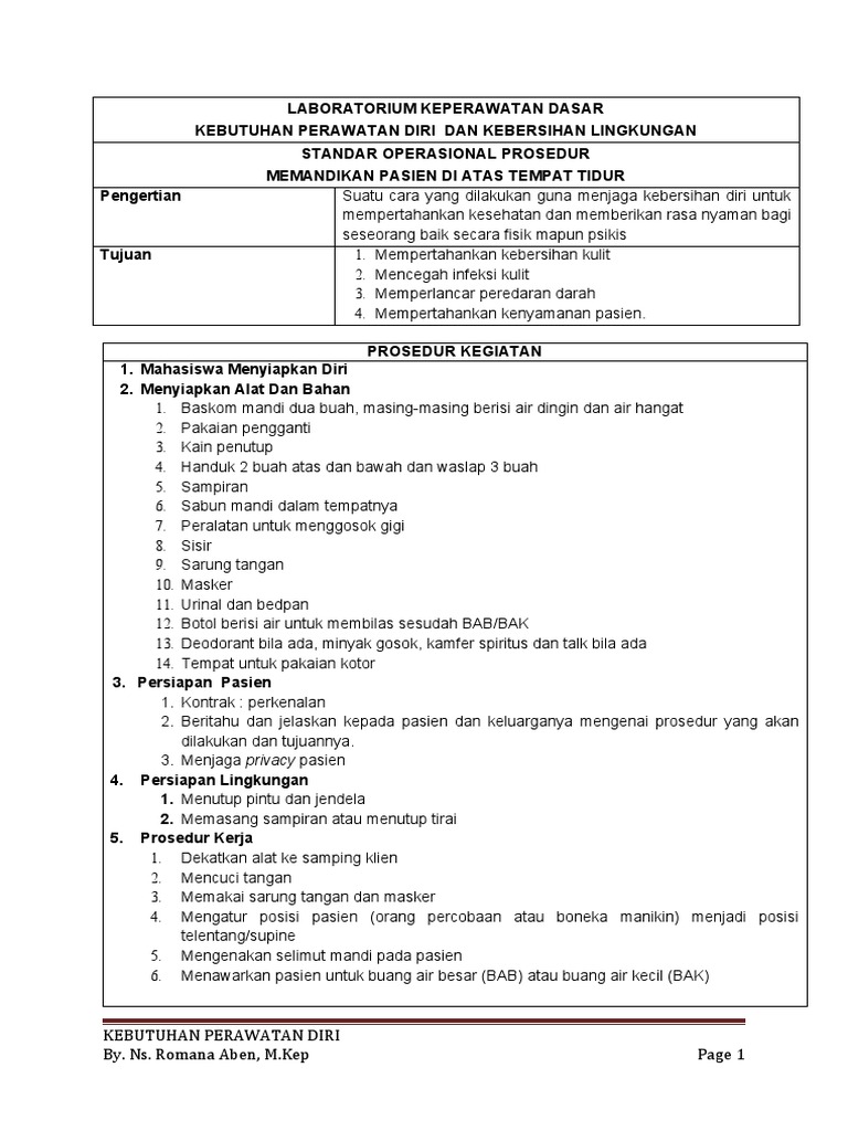 Sop Personal Hygiene PDF