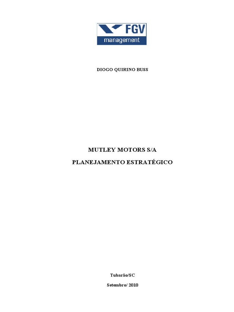 Planejamento Estratégico da Mutley Motors | PDF | Análise SWOT | Marketing